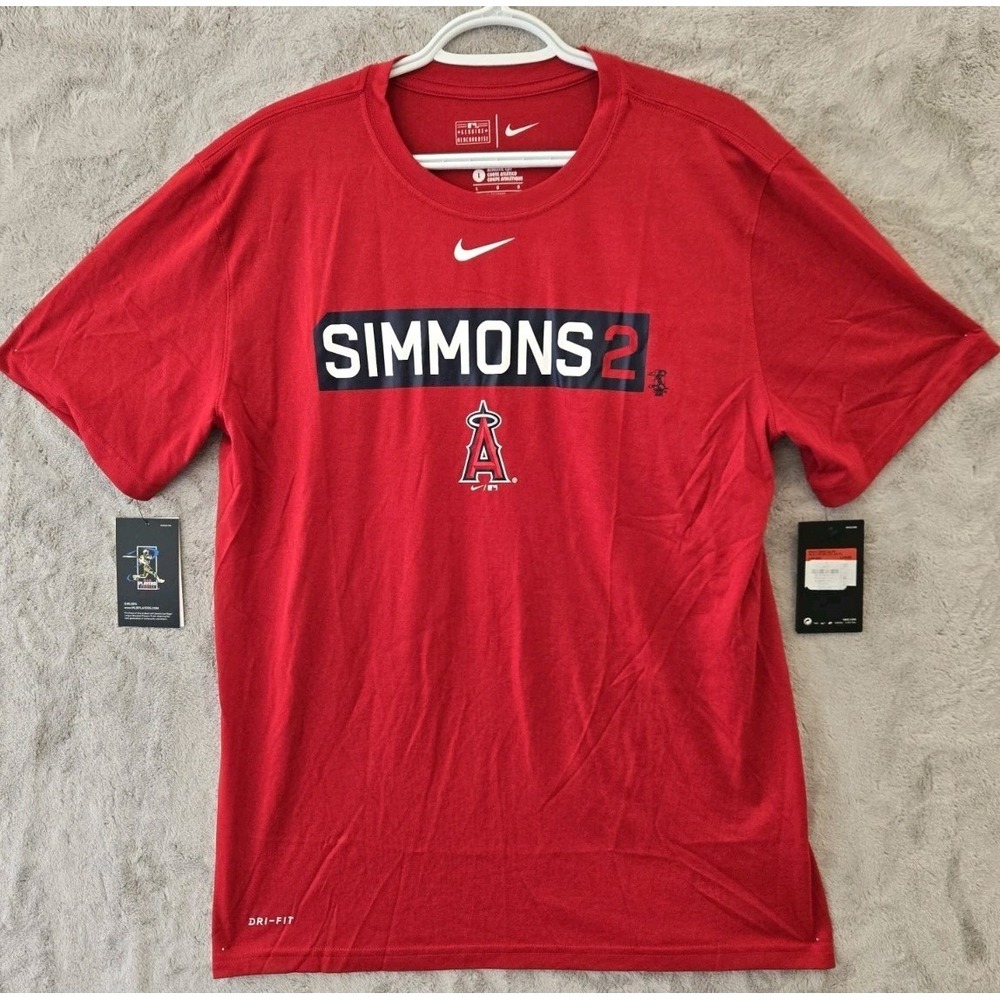 Nike Dri-Fit T-Shirt Los Angeles Angels MLB Men's Red Size Large Simmons #2 NWT